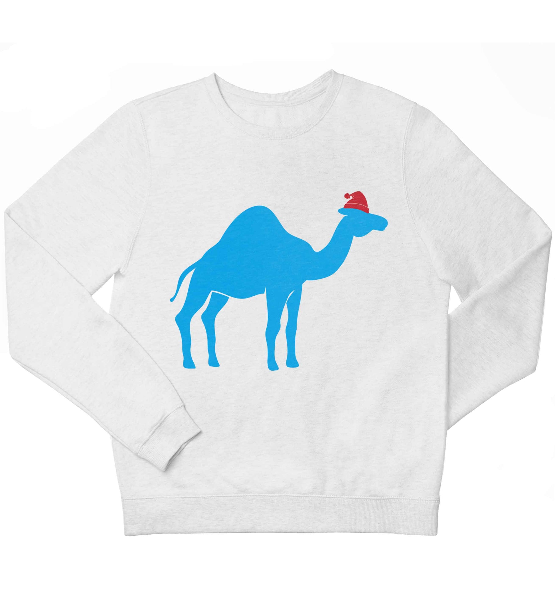 Blue camel santa children's white sweater 12-13 Years