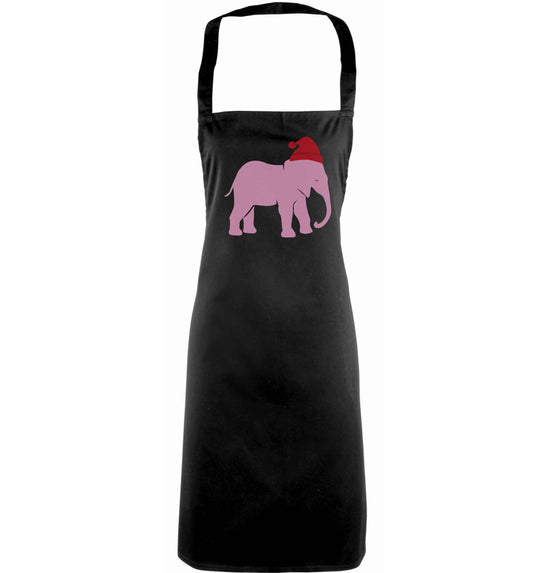 Pink elephant Santa adults black apron