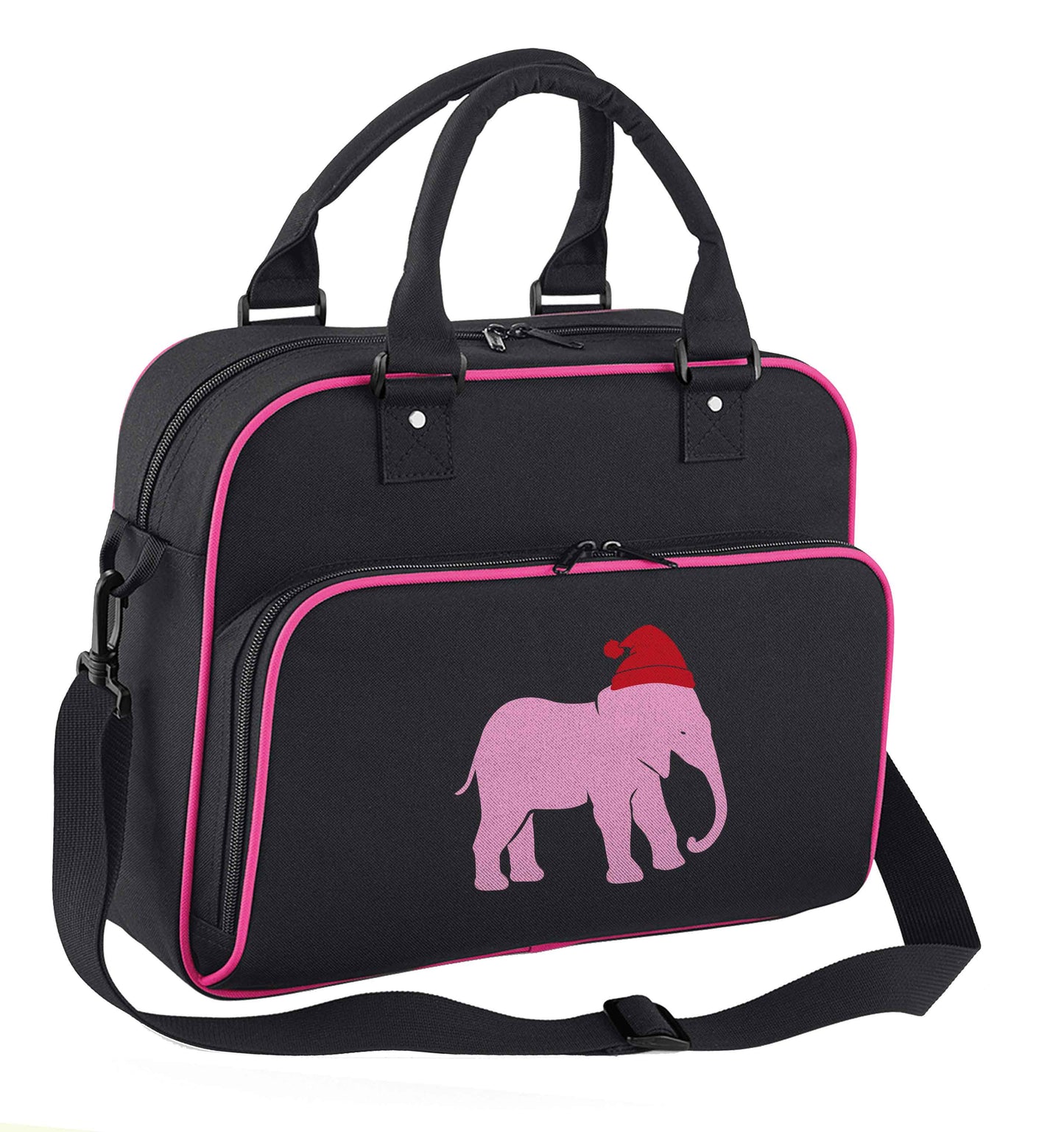 Pink elephant Santa children's dance bag black with pink detail