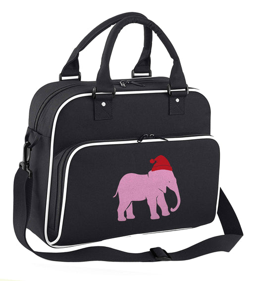 Pink elephant Santa children's dance bag black with white detail