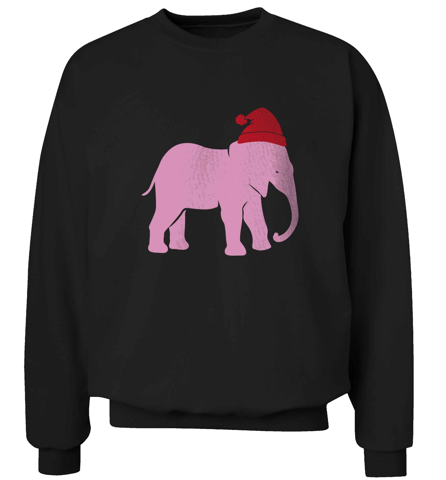 Pink elephant Santa adult's unisex black sweater 2XL