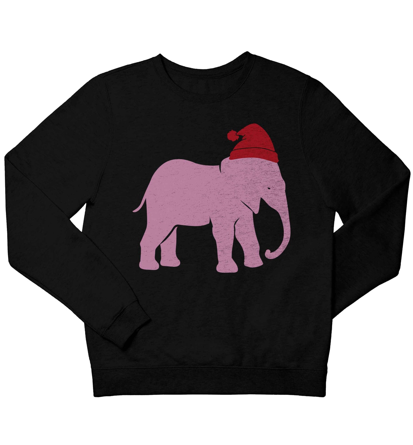 Pink elephant Santa children's black sweater 12-13 Years