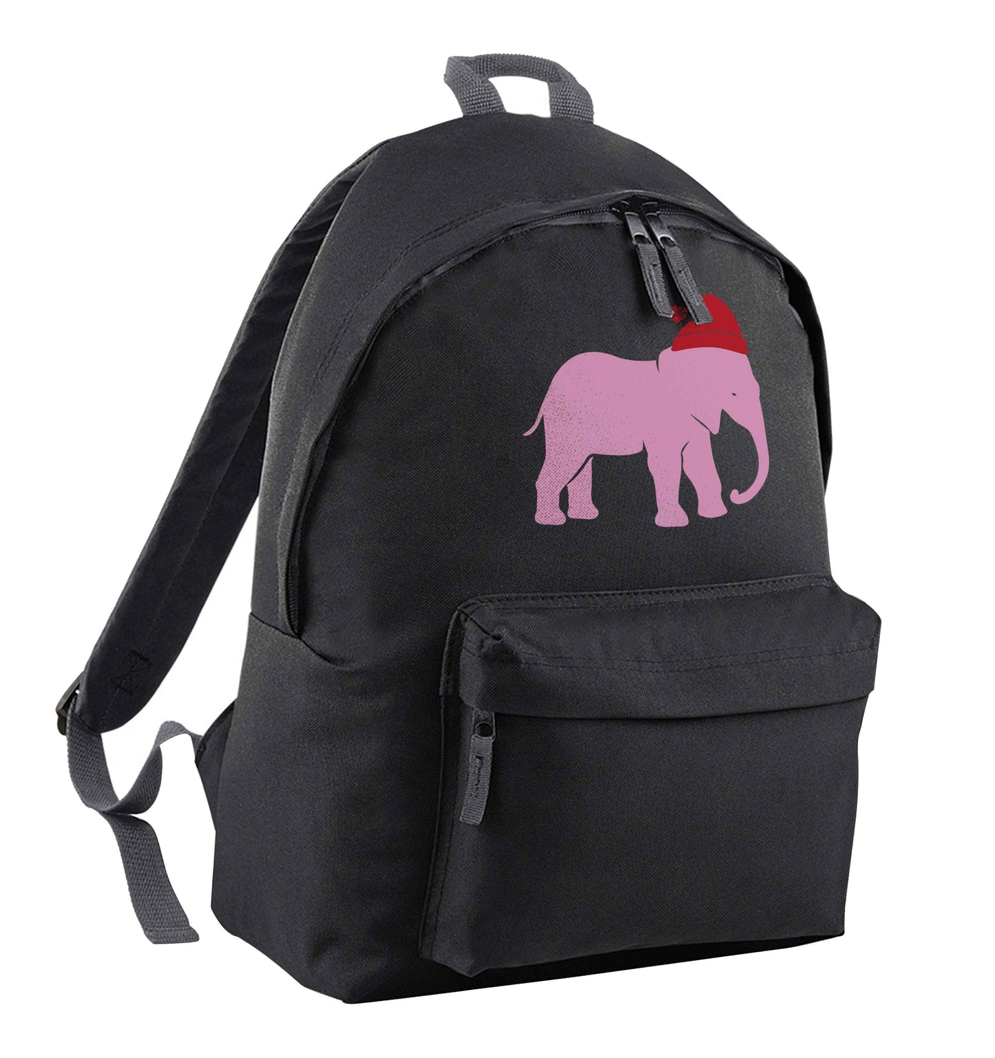 Pink elephant Santa black children's backpack