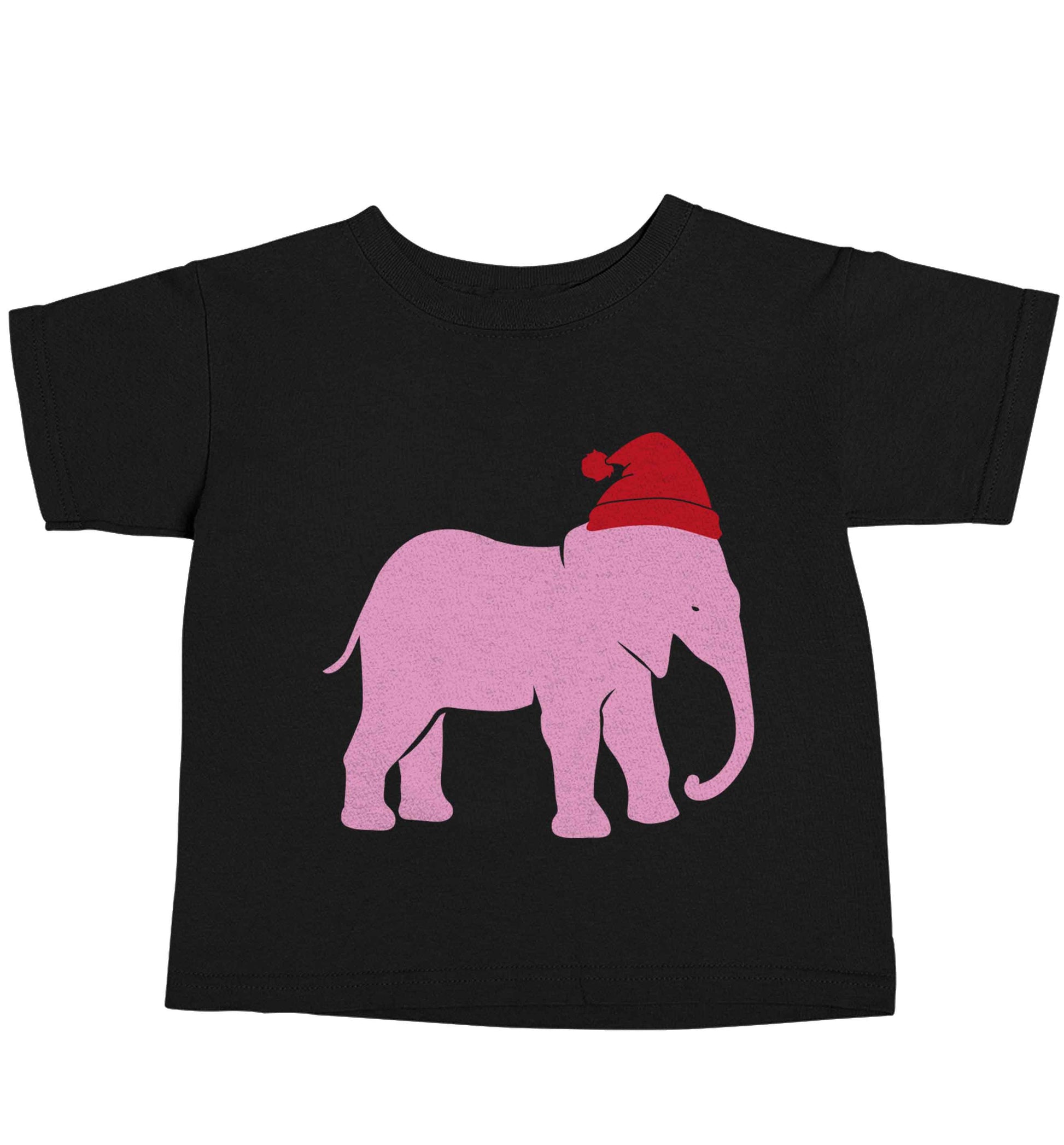 Pink elephant Santa Black baby toddler Tshirt 2 years