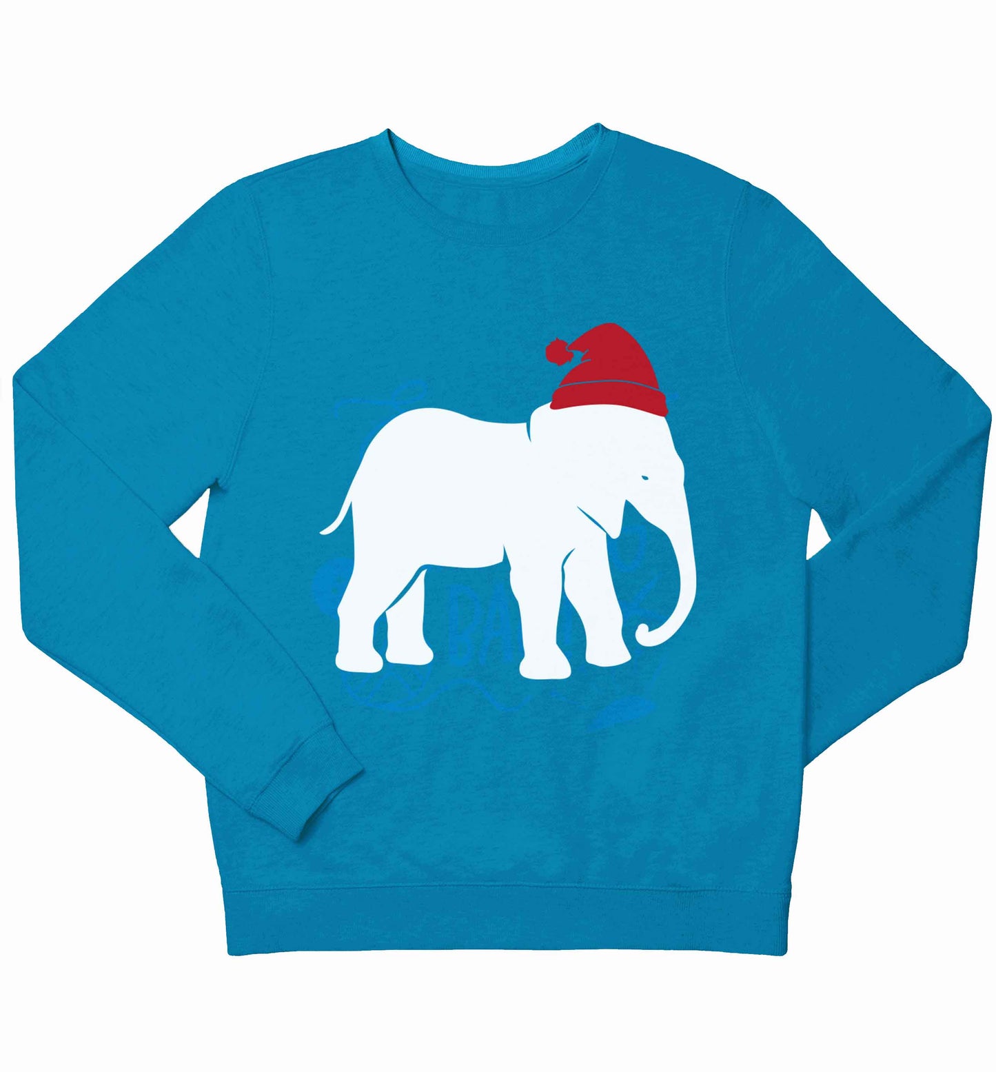 Pink elephant Santa children's blue sweater 12-13 Years
