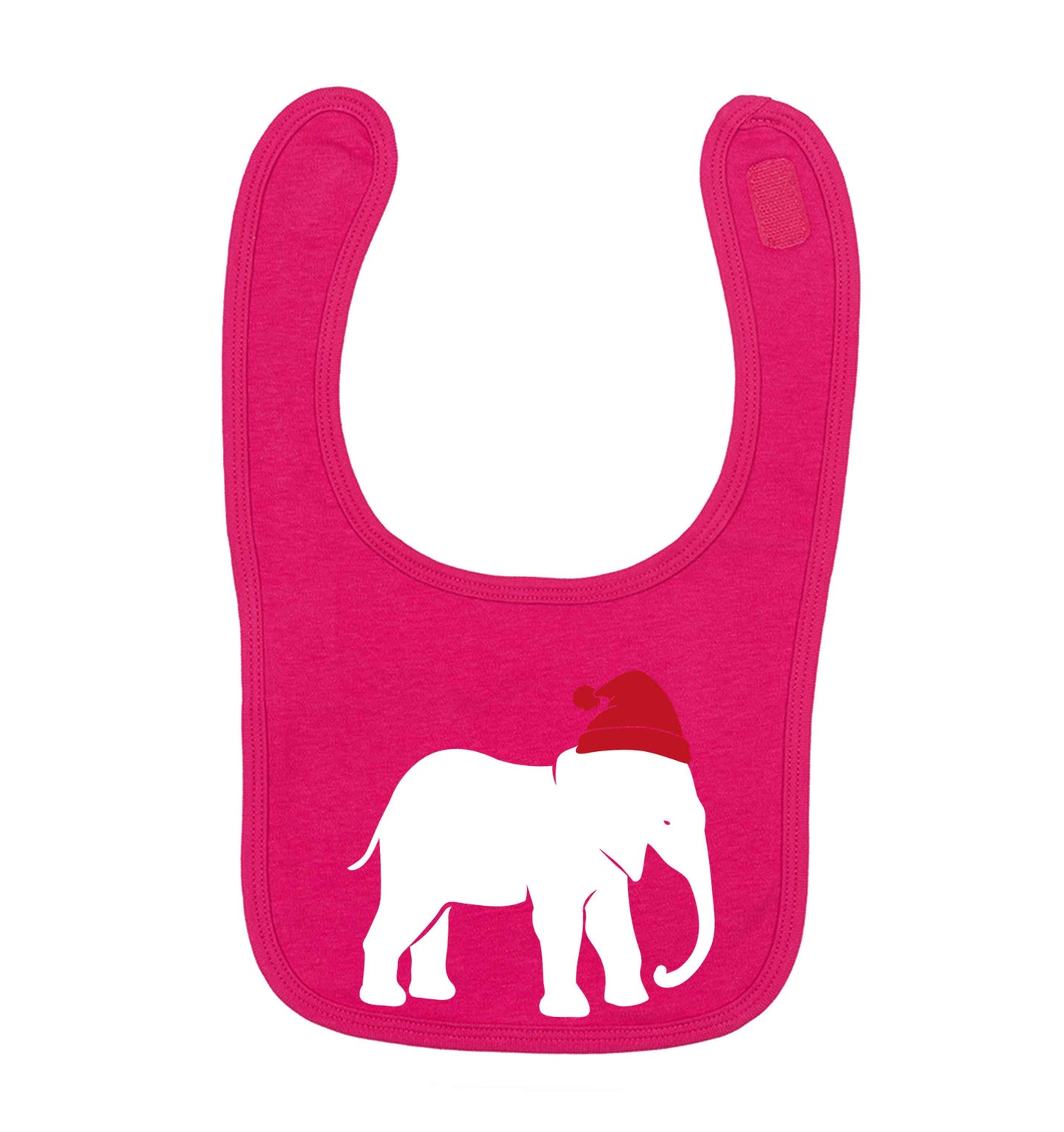 Pink elephant Santa dark pink baby bib