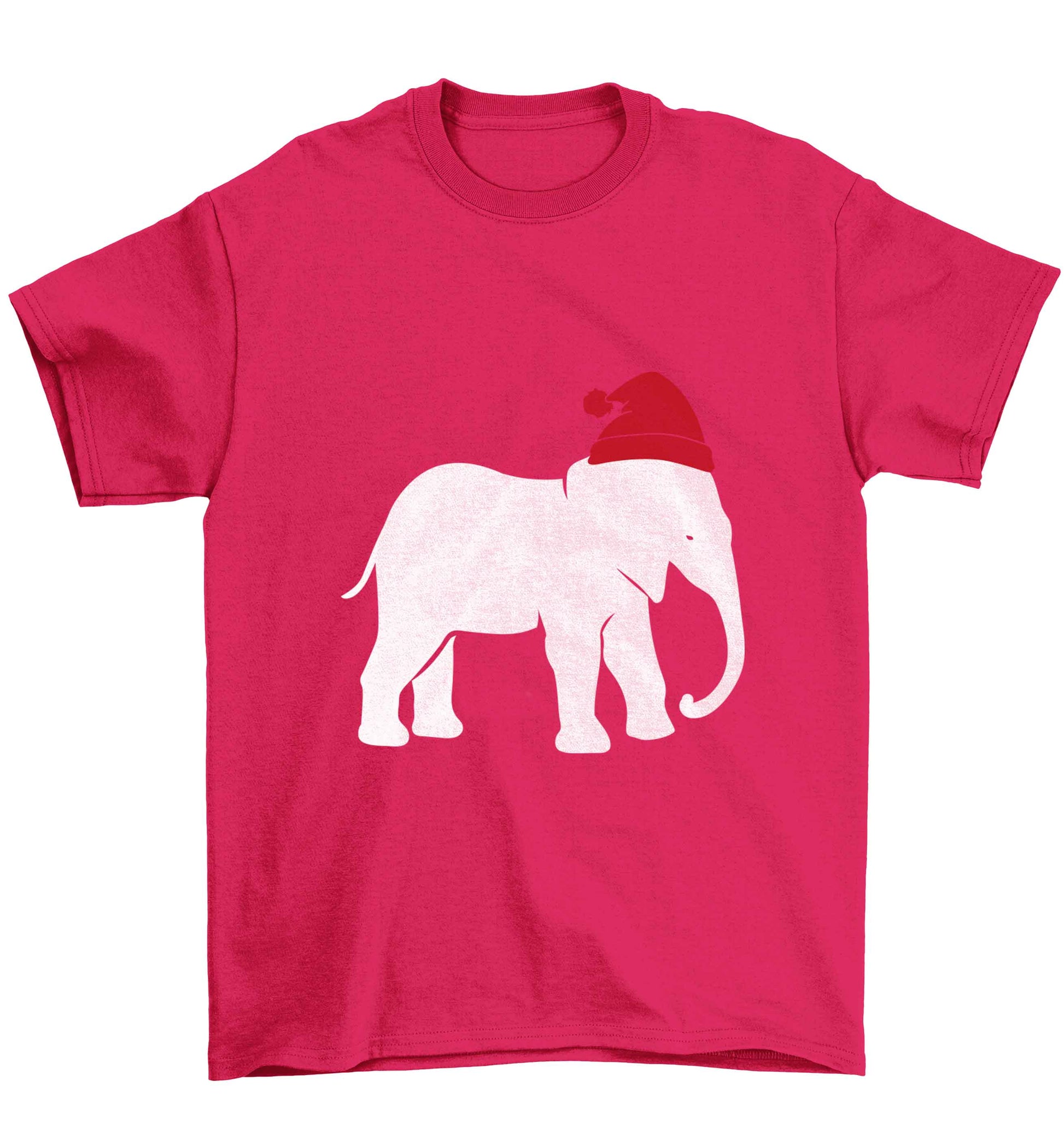 Pink elephant Santa Children's pink Tshirt 12-13 Years