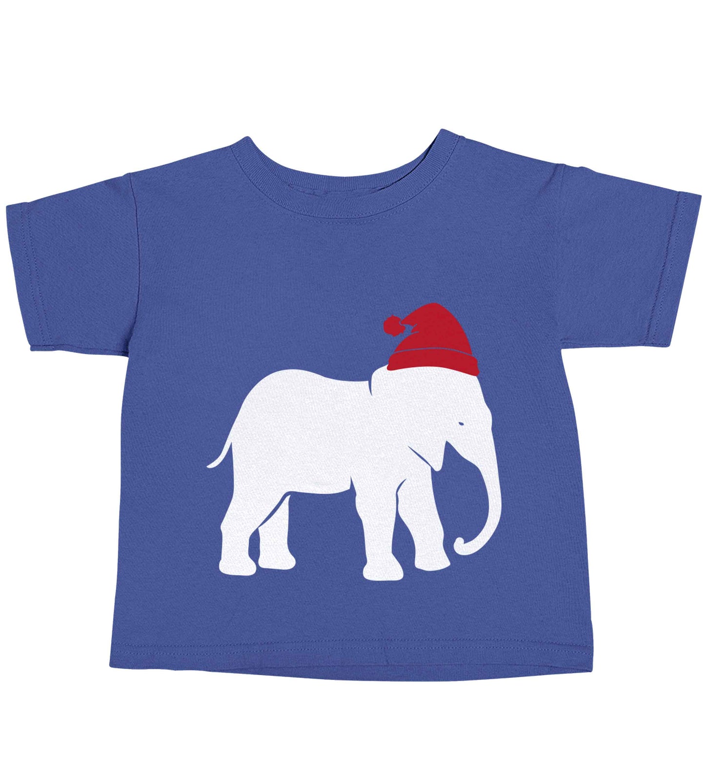 Pink elephant Santa blue baby toddler Tshirt 2 Years