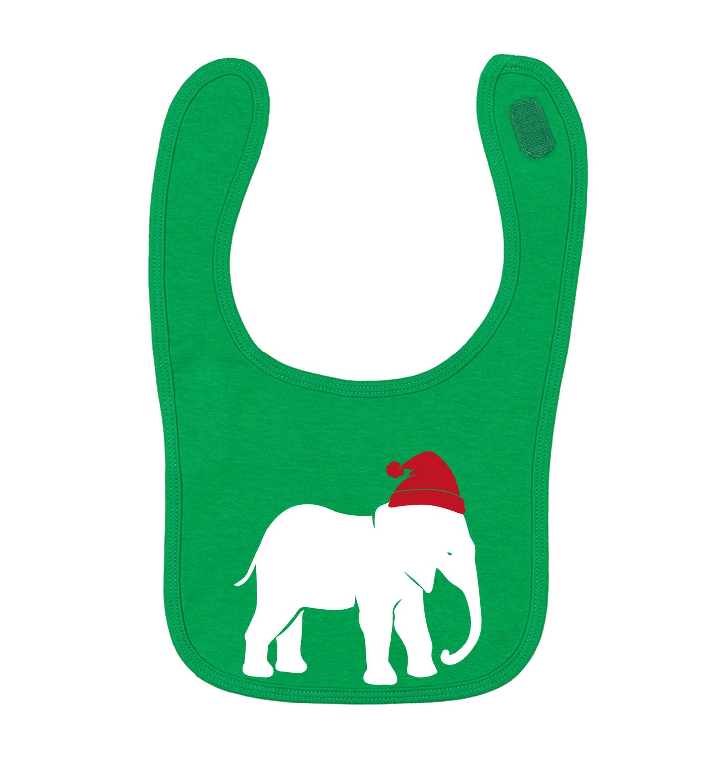 Pink elephant Santa green baby bib