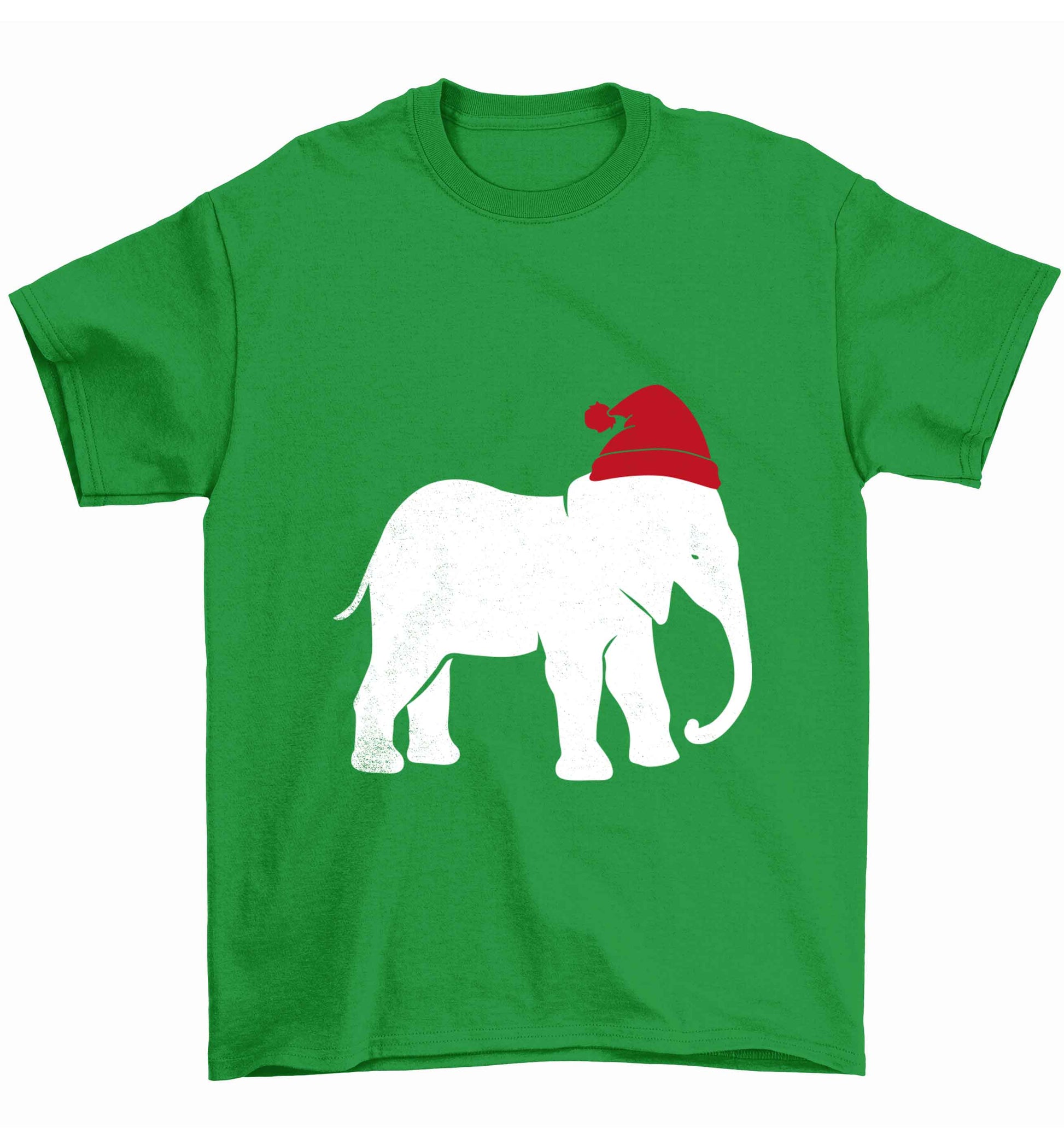 Pink elephant Santa Children's green Tshirt 12-13 Years