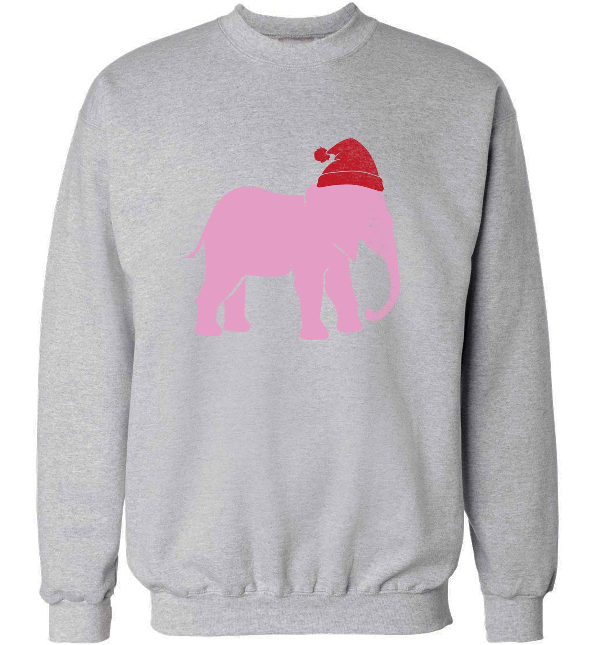 Pink elephant Santa adult's unisex grey sweater 2XL