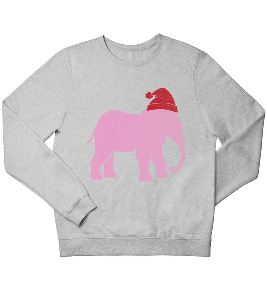 Pink elephant Santa children's grey sweater 12-13 Years