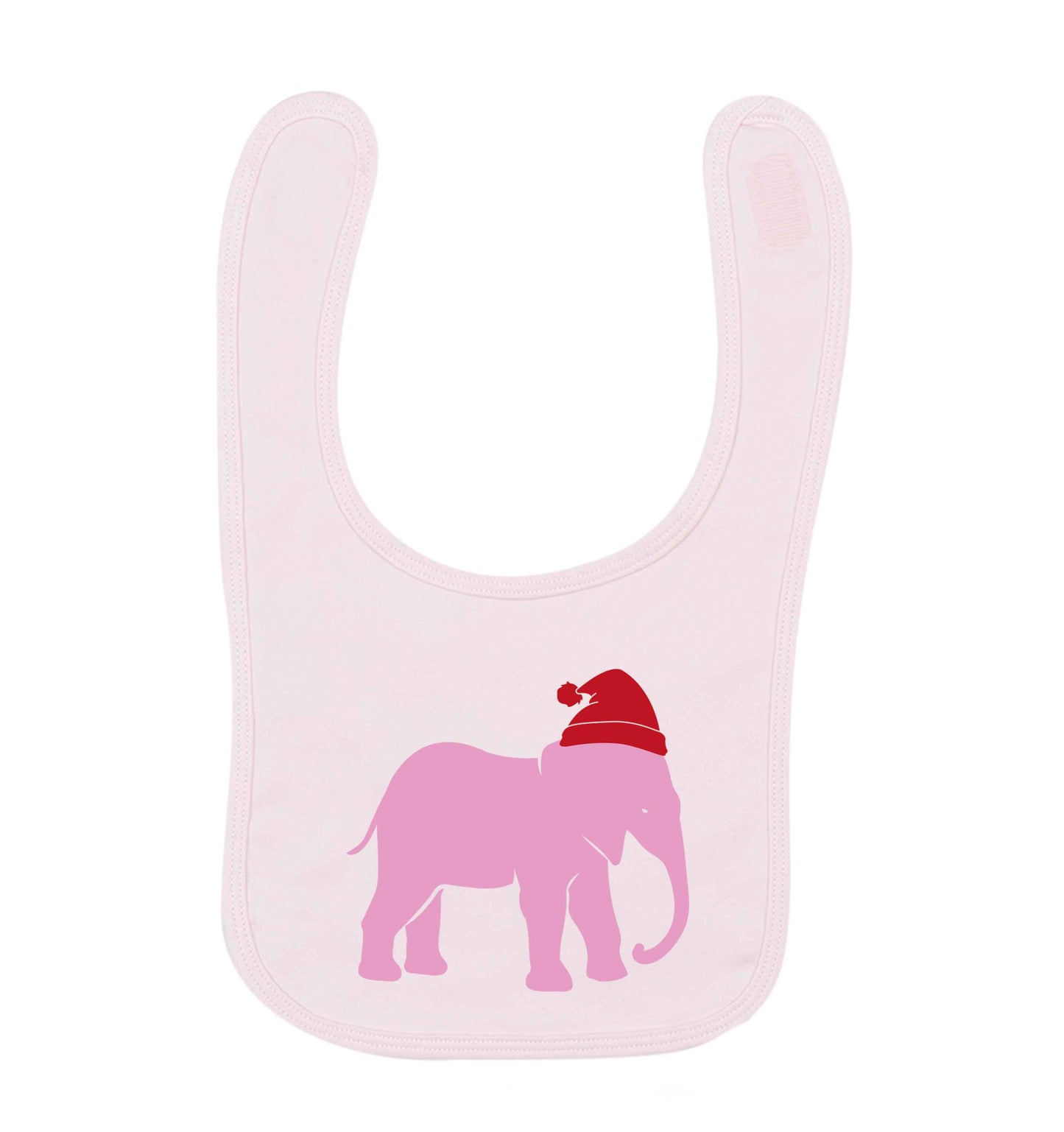 Pink elephant Santa pale pink baby bib