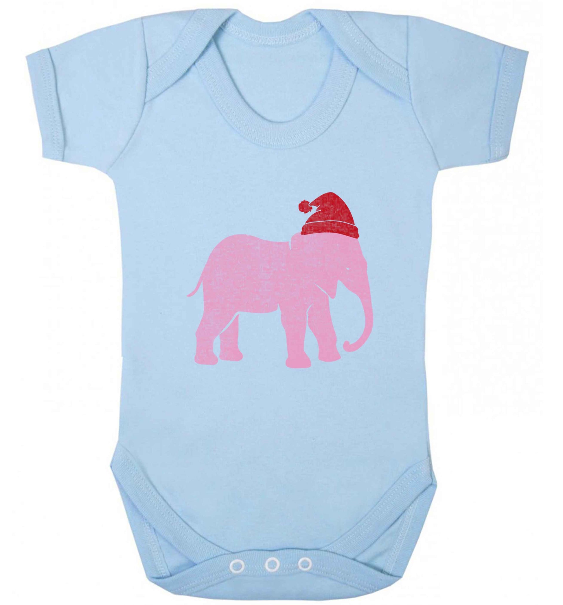 Pink elephant Santa baby vest pale blue 18-24 months