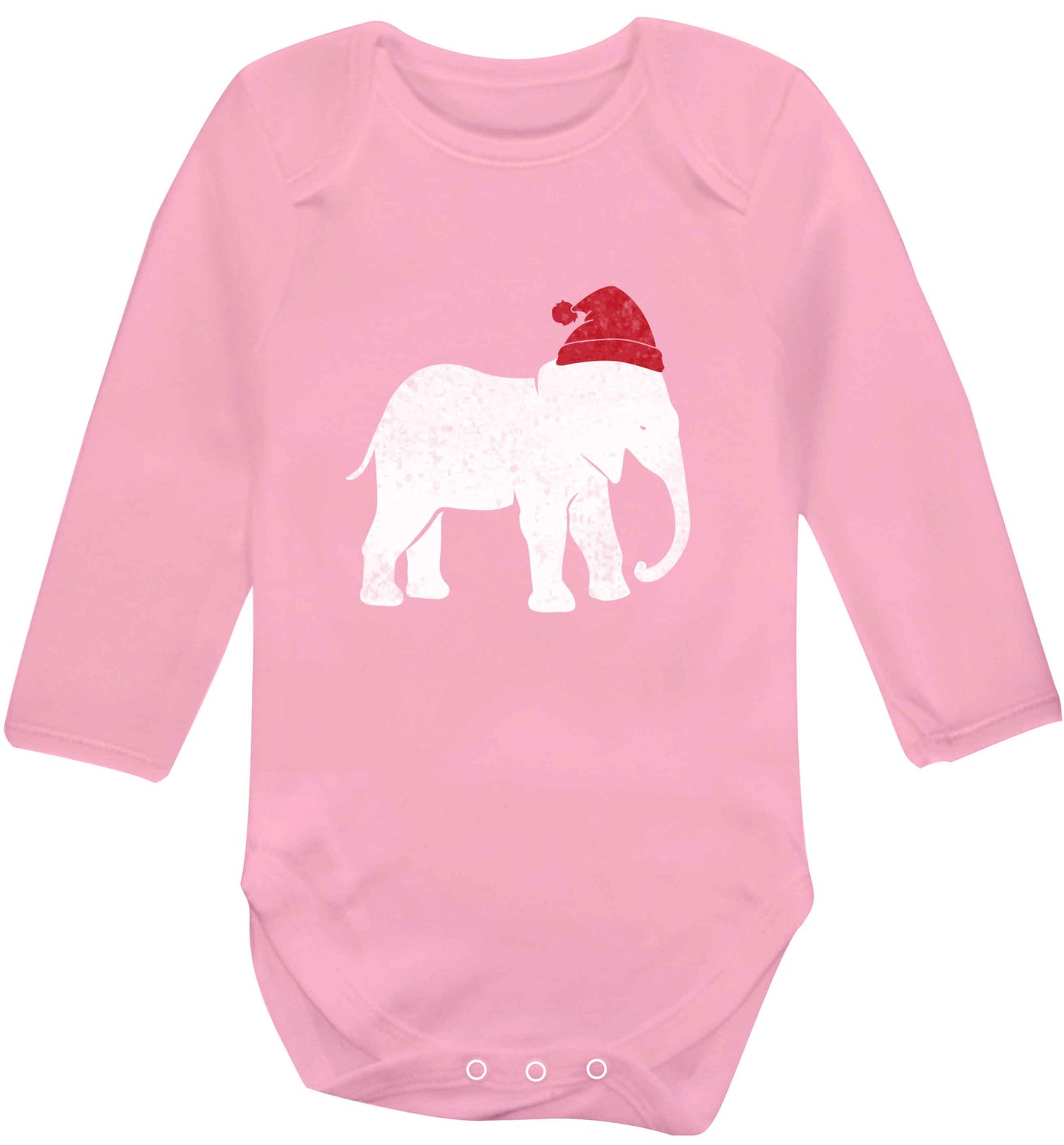 Pink elephant Santa baby vest long sleeved pale pink 6-12 months
