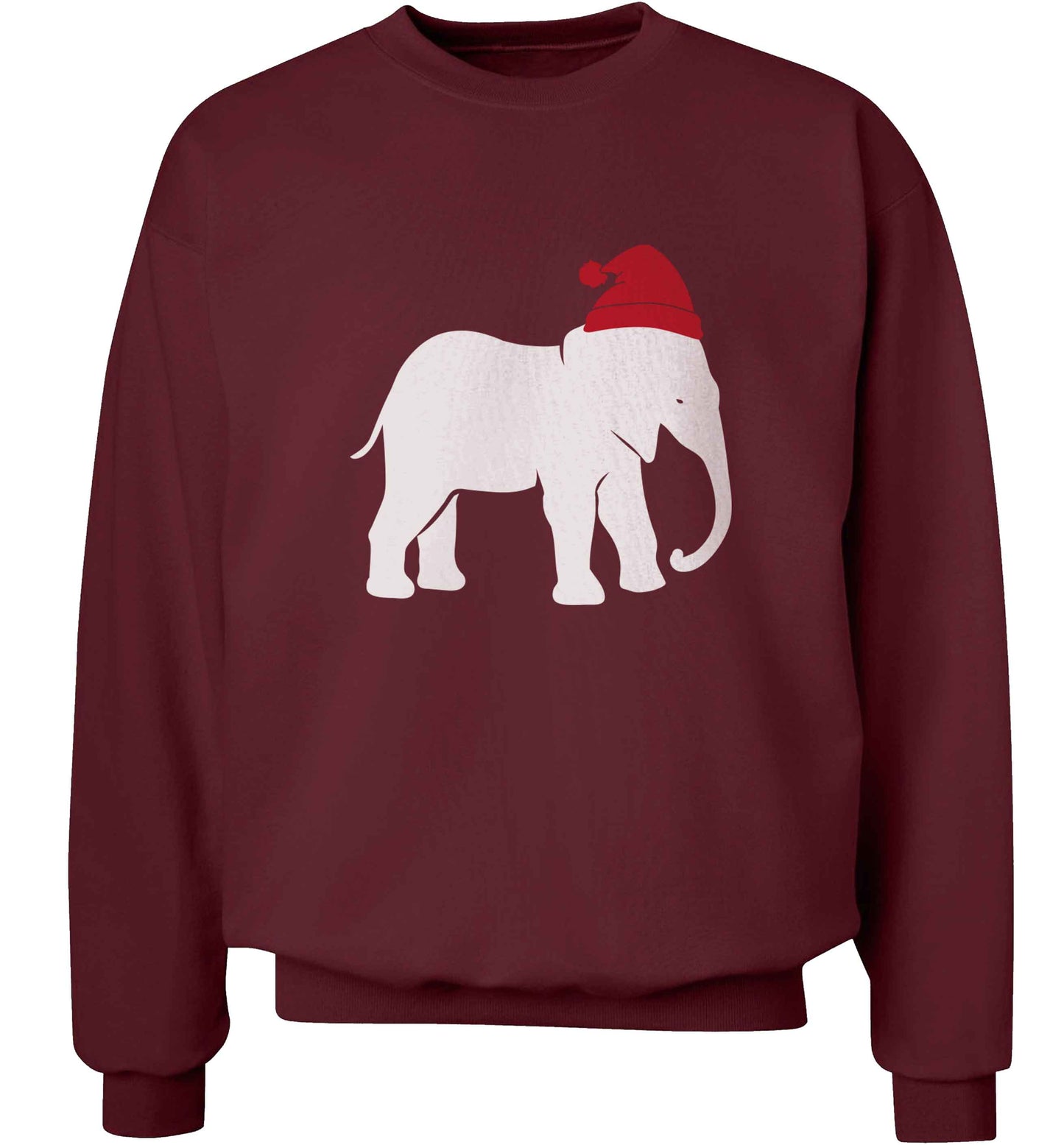 Pink elephant Santa adult's unisex maroon sweater 2XL