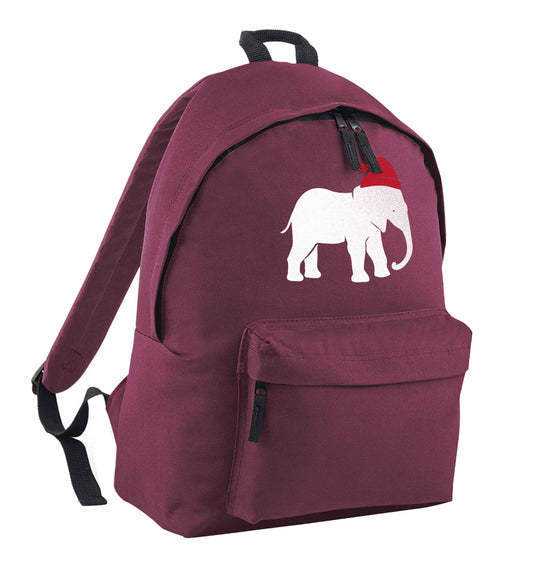 Pink elephant Santa maroon children's backpack