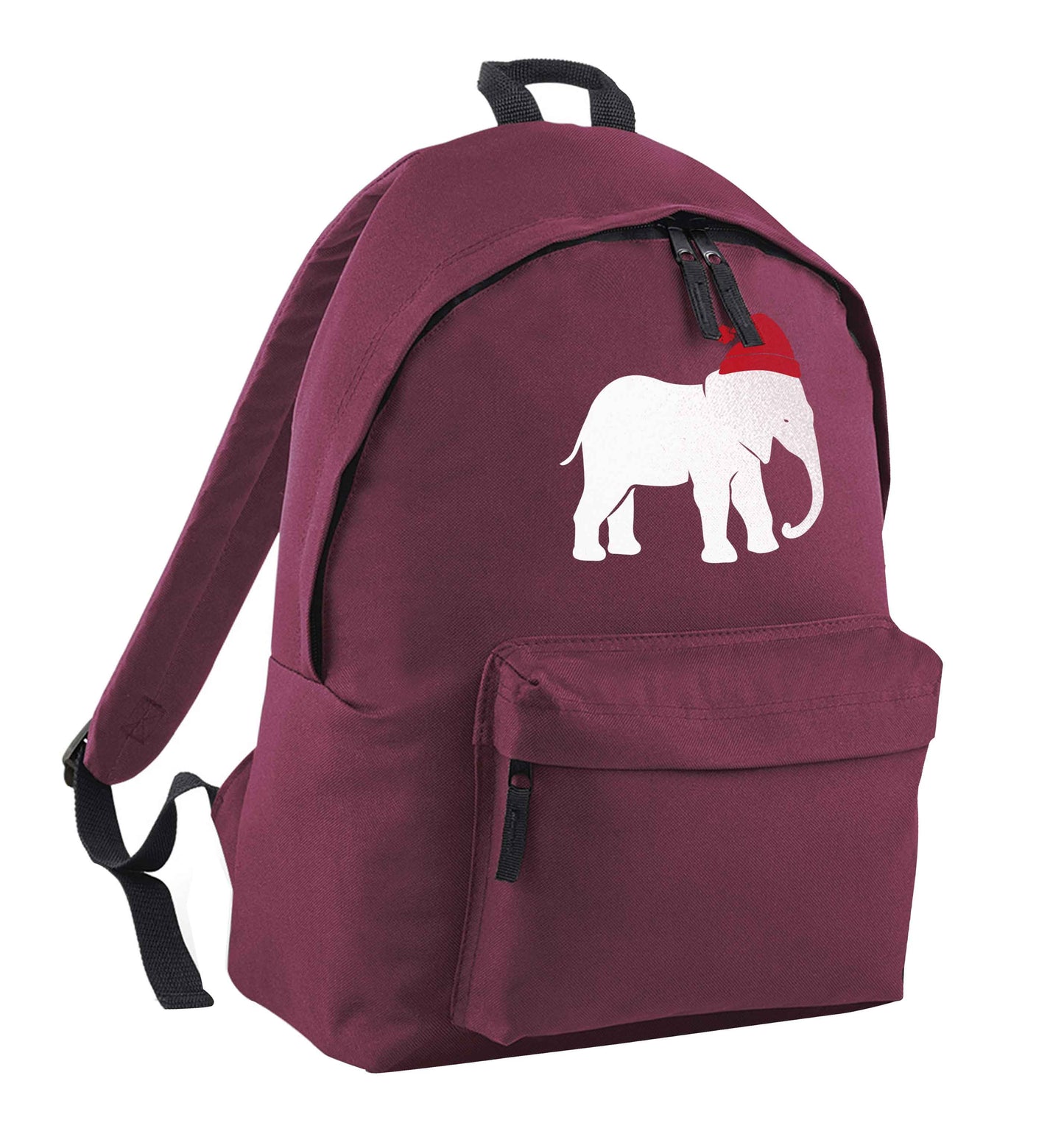 Pink elephant Santa maroon children's backpack