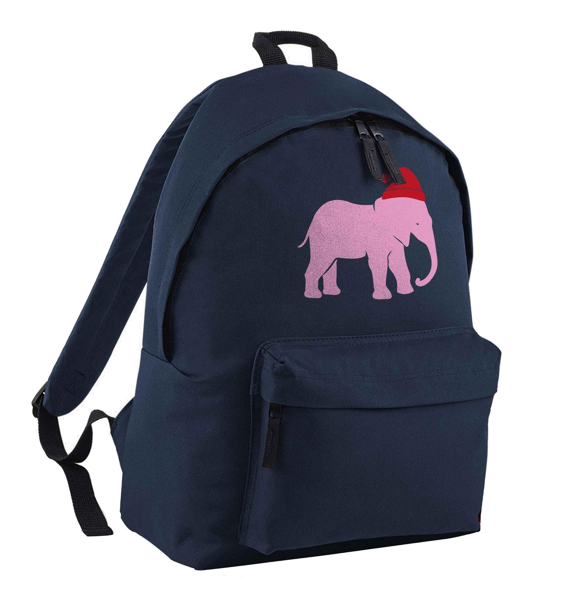 Pink elephant Santa navy children's backpack