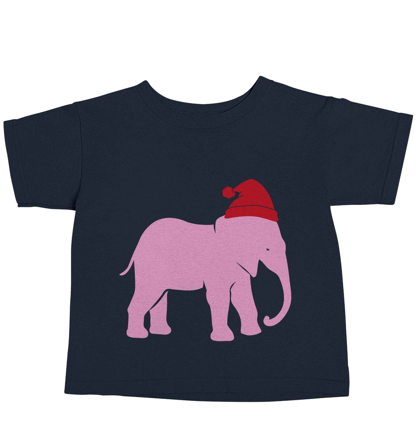 Pink elephant Santa navy baby toddler Tshirt 2 Years