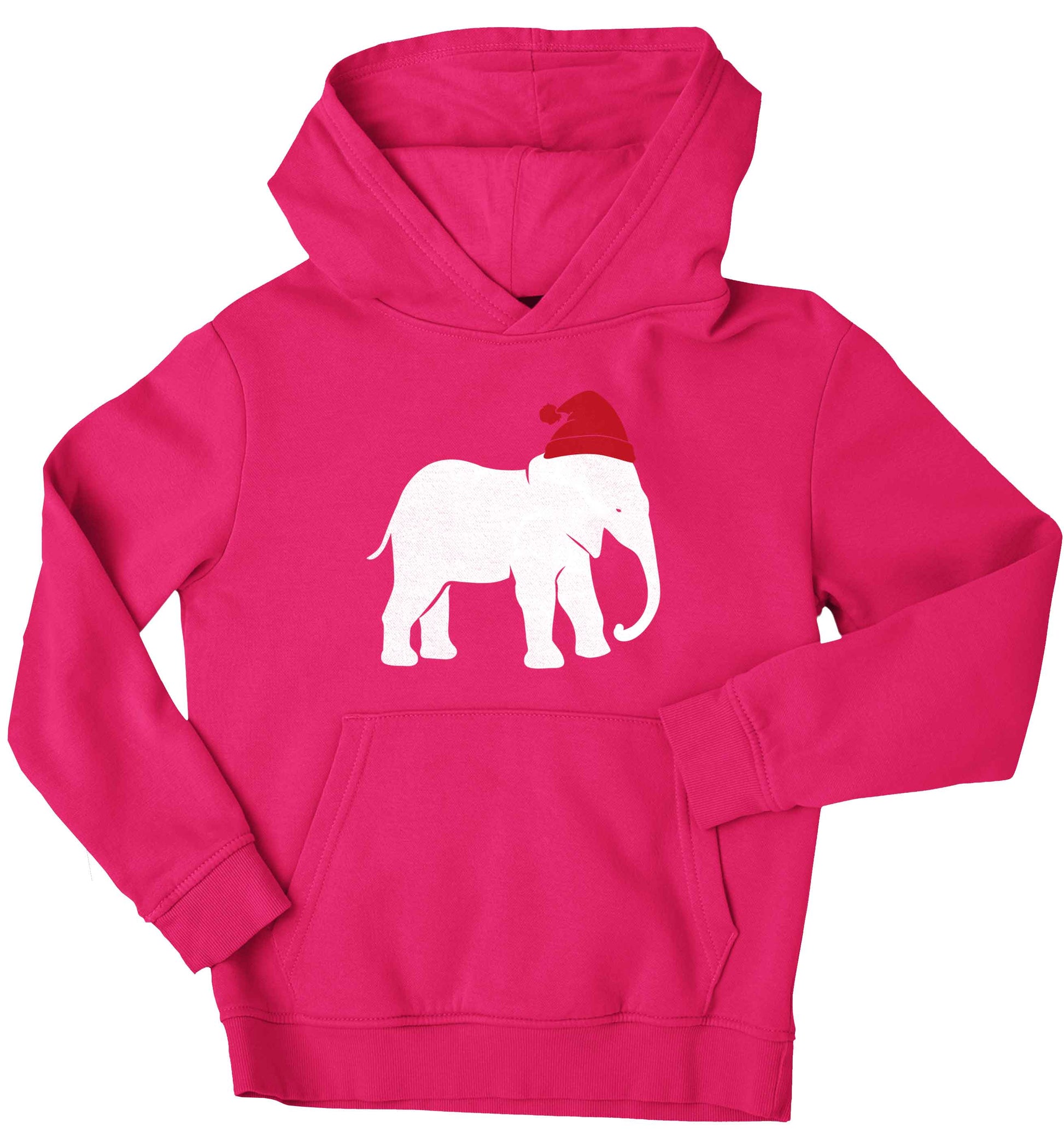 Pink elephant Santa children's pink hoodie 12-13 Years