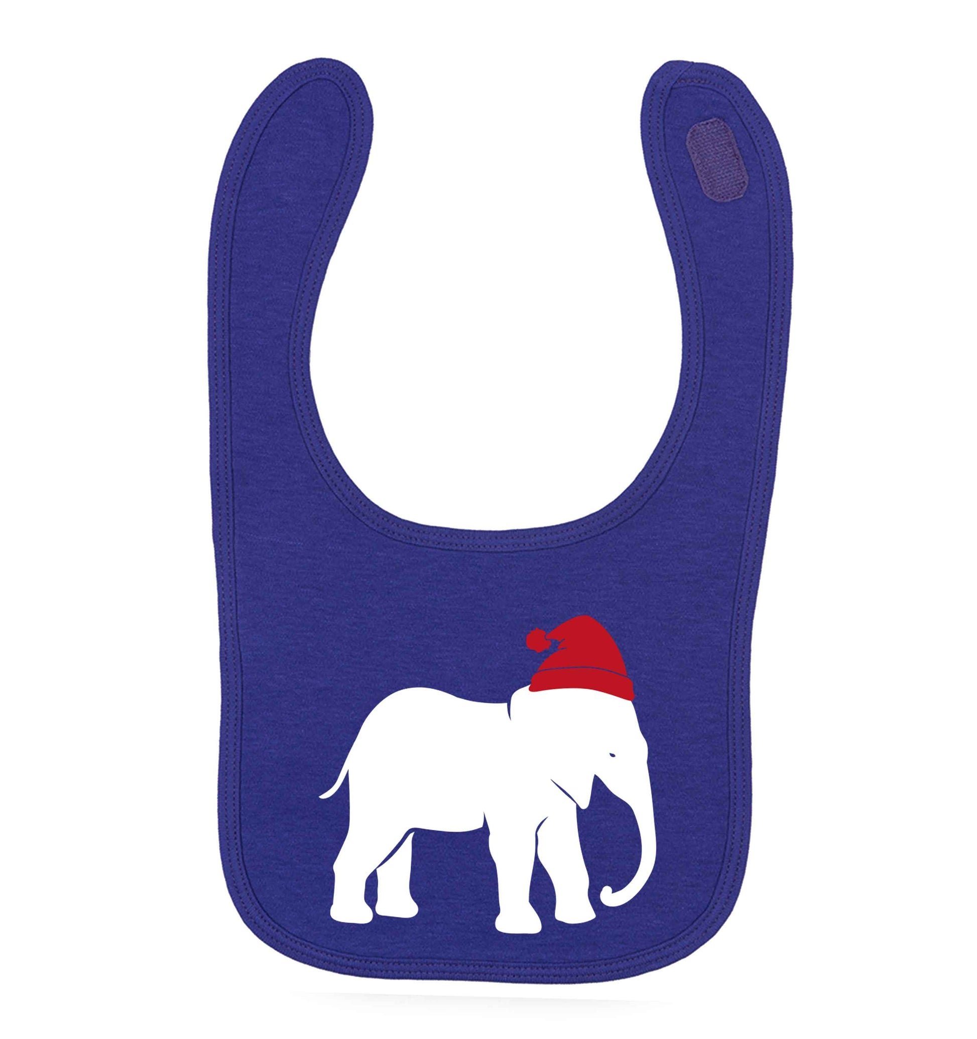 Pink elephant Santa purple baby bib