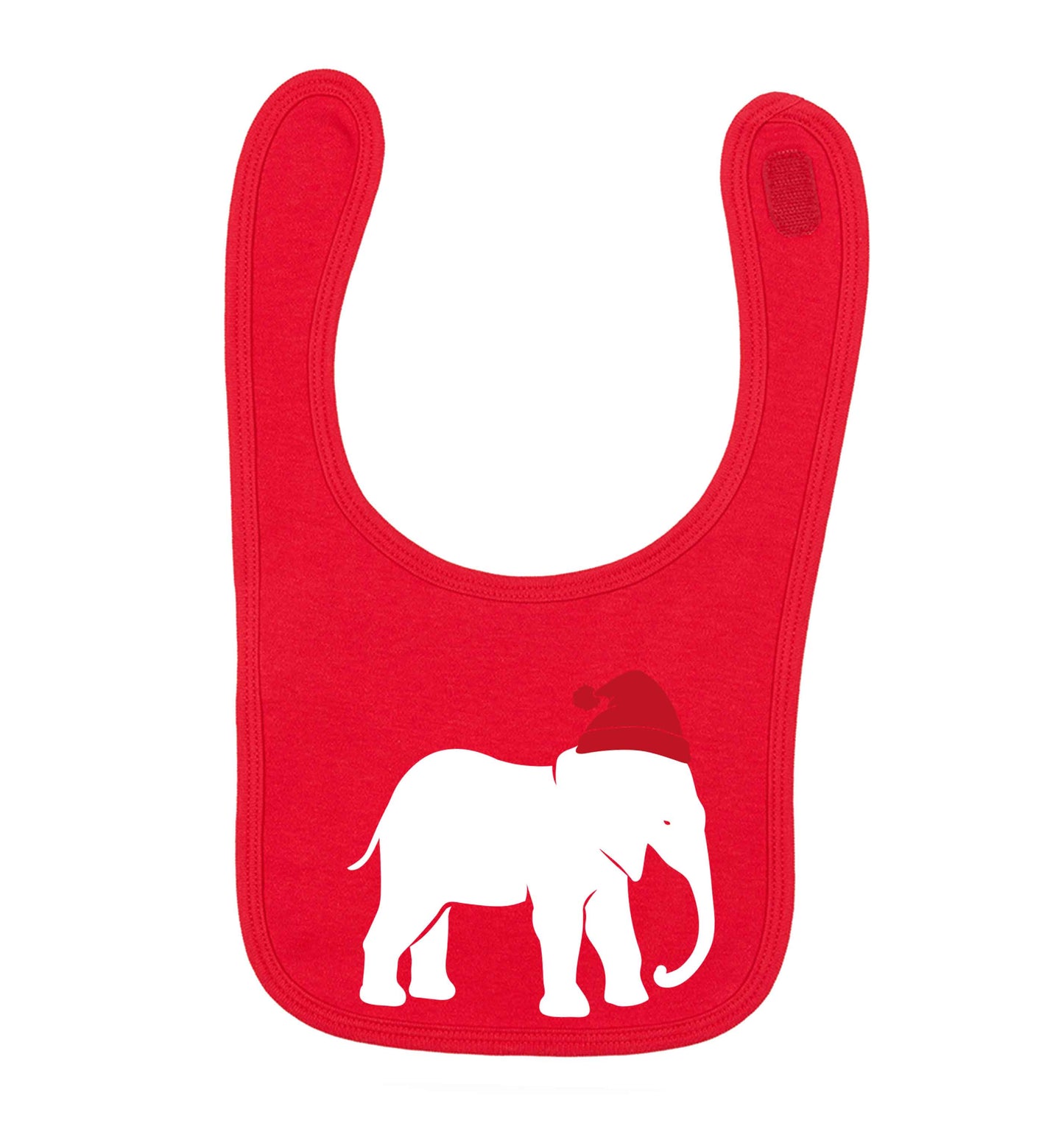 Pink elephant Santa red baby bib
