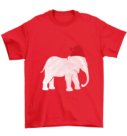 Pink elephant Santa Children's red Tshirt 12-13 Years
