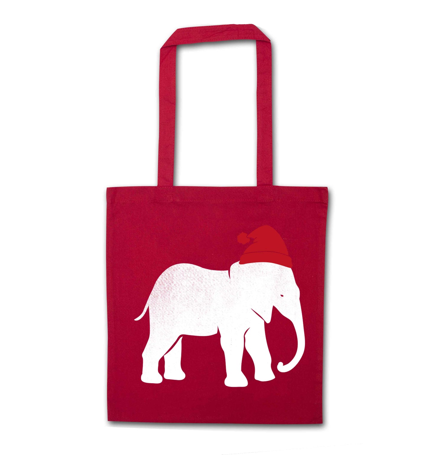 Pink elephant Santa red tote bag