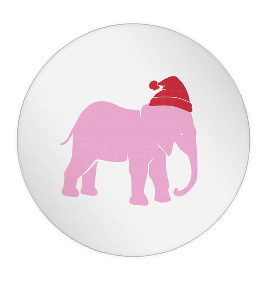 Pink elephant Santa 24 @ 45mm matt circle stickers