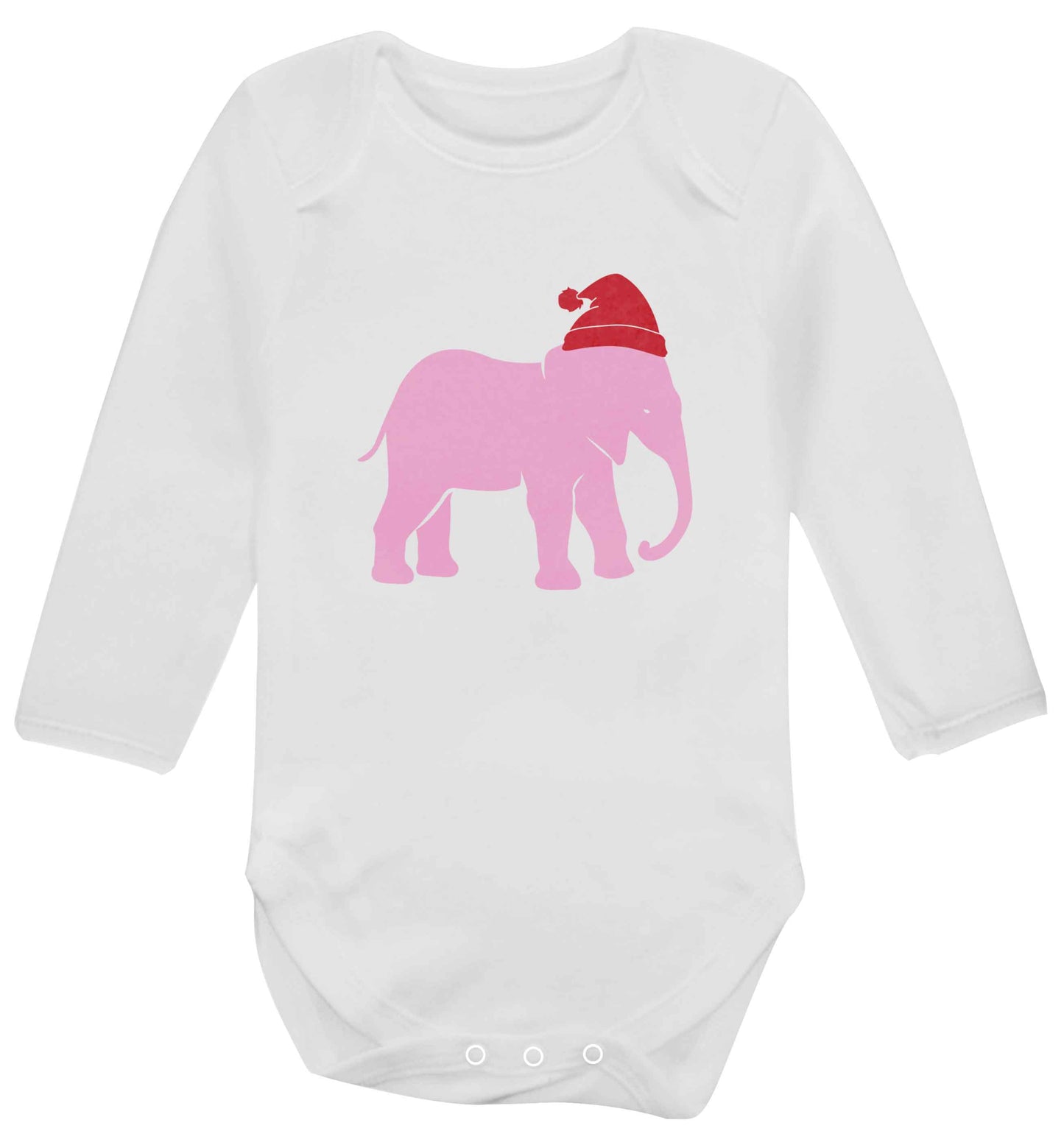 Pink elephant Santa baby vest long sleeved white 6-12 months