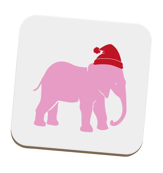 Pink elephant Santa set of four coasters