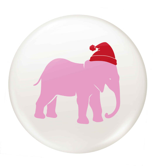 Pink elephant Santa small 25mm Pin badge