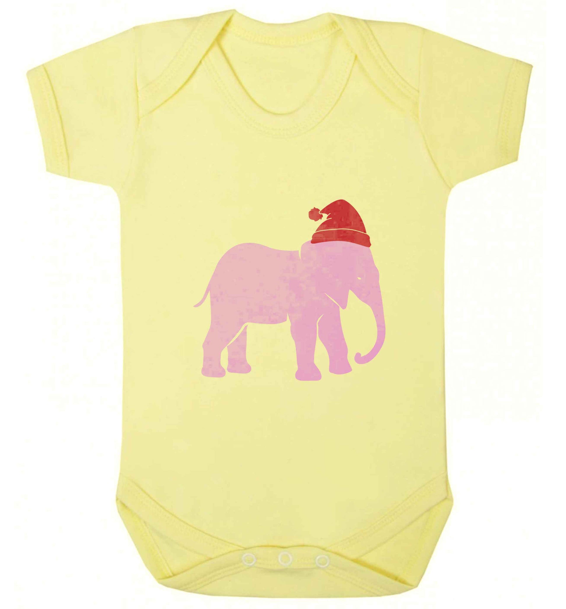 Pink elephant Santa baby vest pale yellow 18-24 months