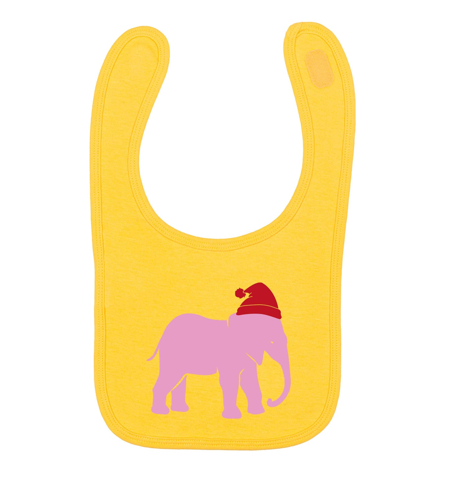 Pink elephant Santa yellow baby bib