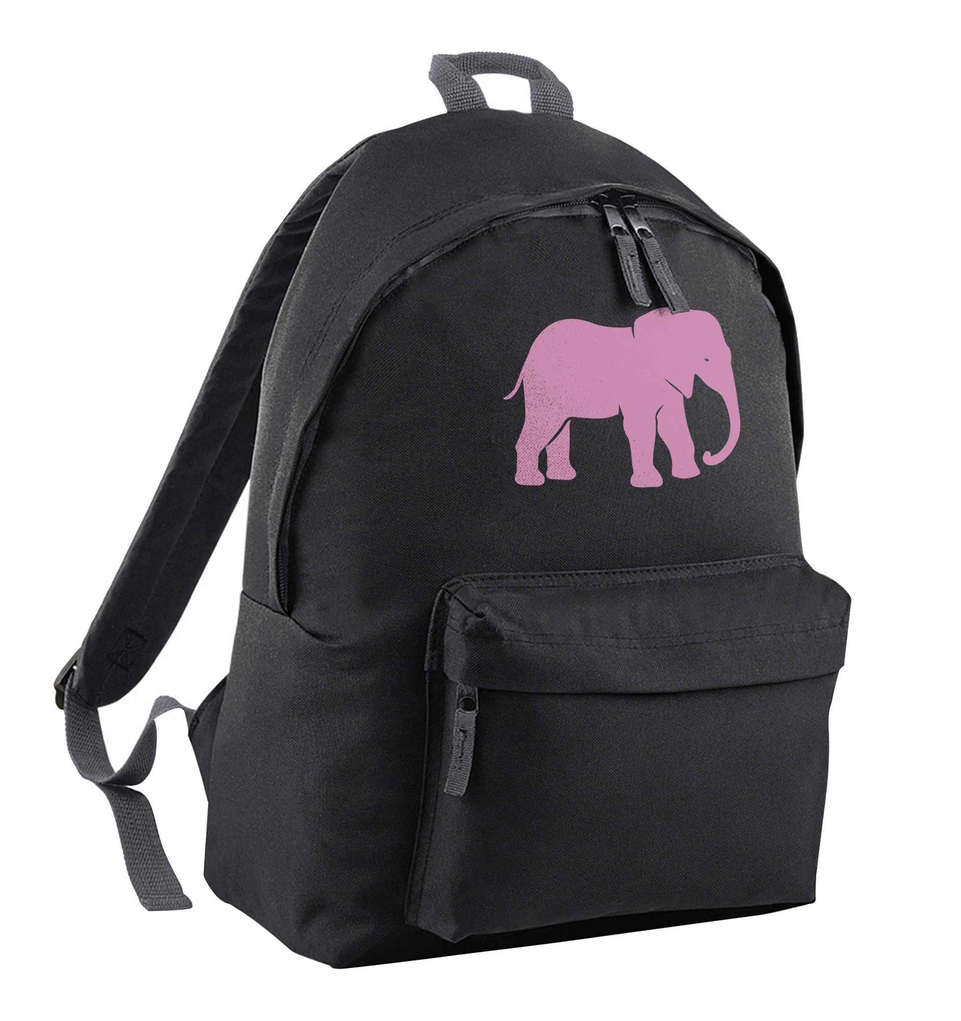 Pink elephant black children's backpack