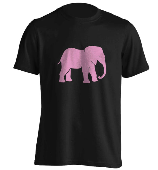 Pink elephant adults unisex black Tshirt 2XL