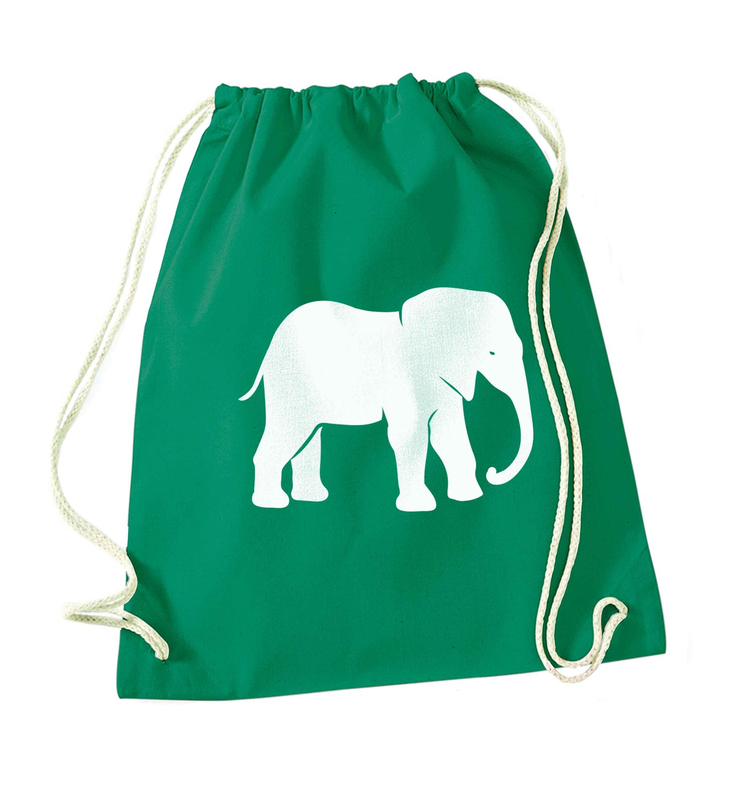 Pink elephant green drawstring bag