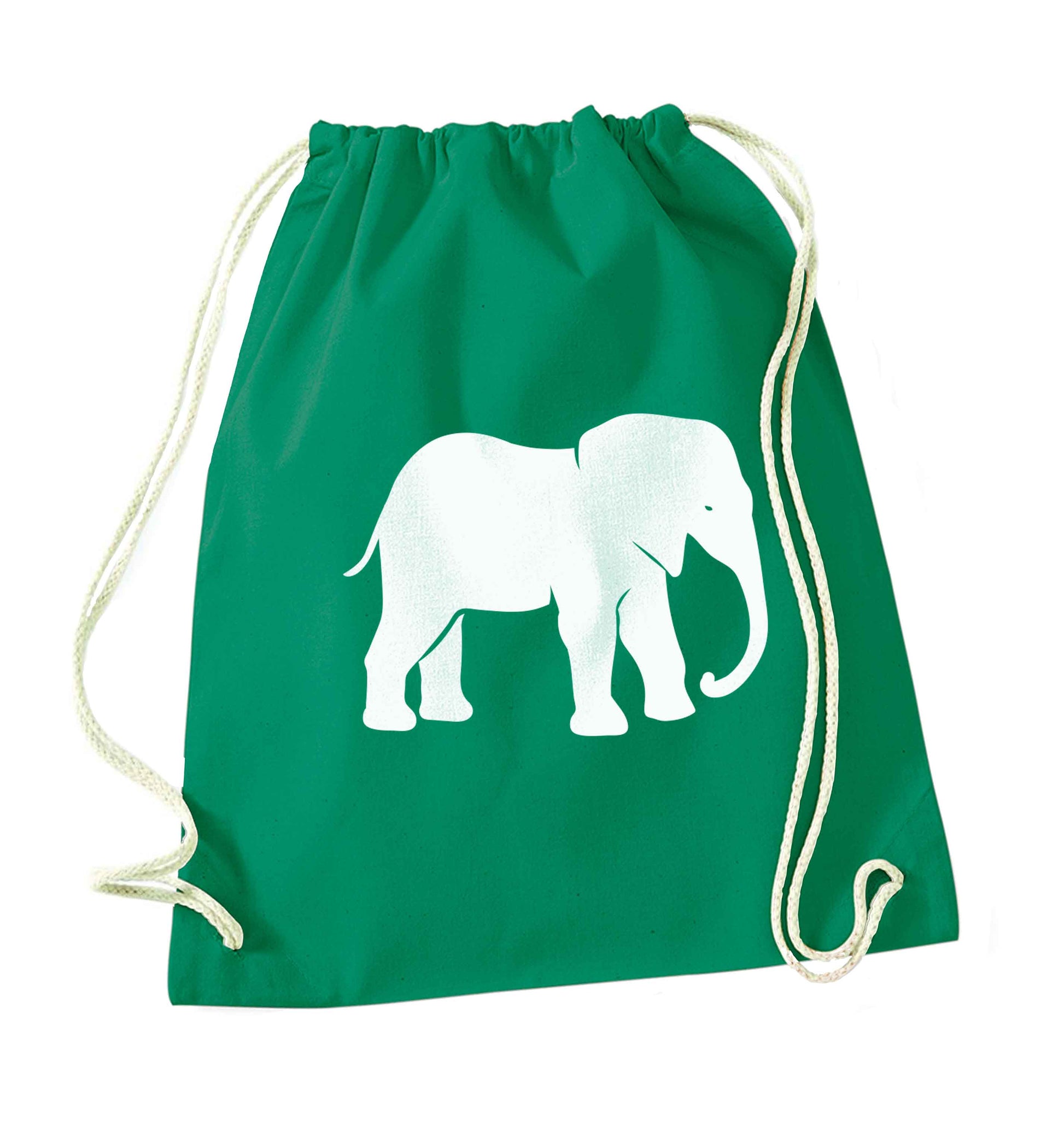 Pink elephant green drawstring bag