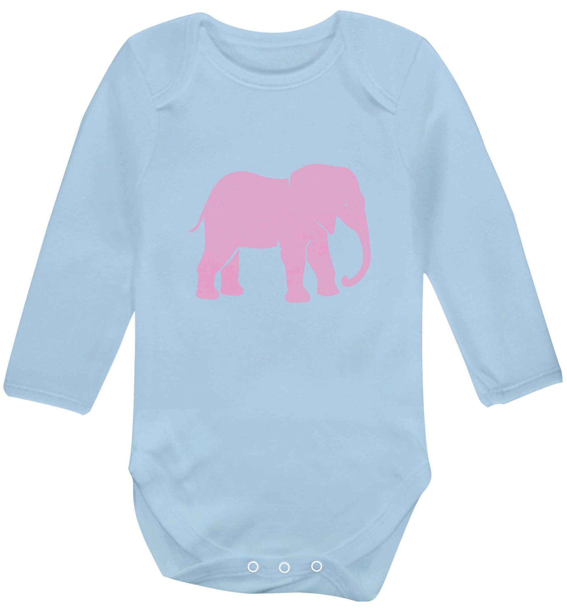 Pink elephant baby vest long sleeved pale blue 6-12 months