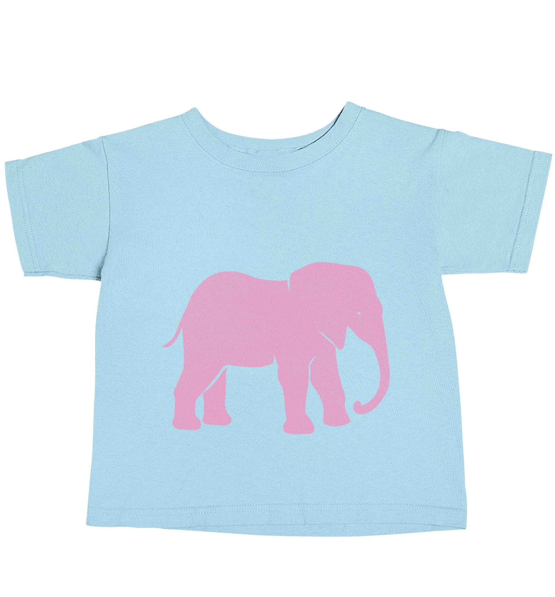 Pink elephant light blue baby toddler Tshirt 2 Years