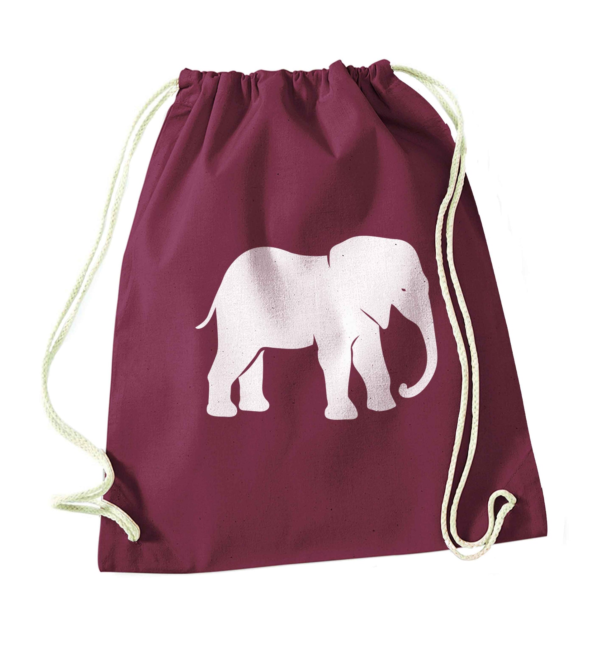Pink elephant maroon drawstring bag