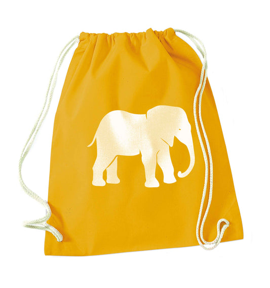 Pink elephant mustard drawstring bag