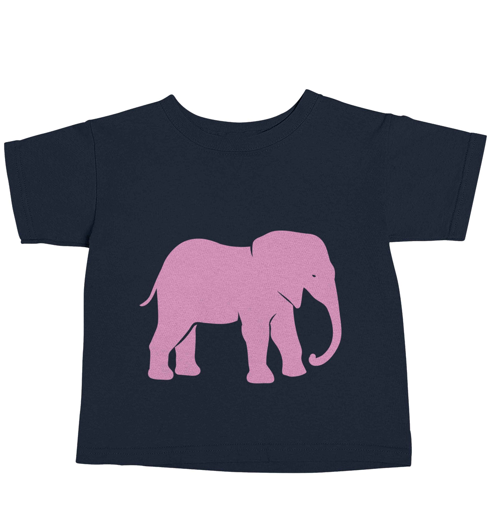 Pink elephant navy baby toddler Tshirt 2 Years