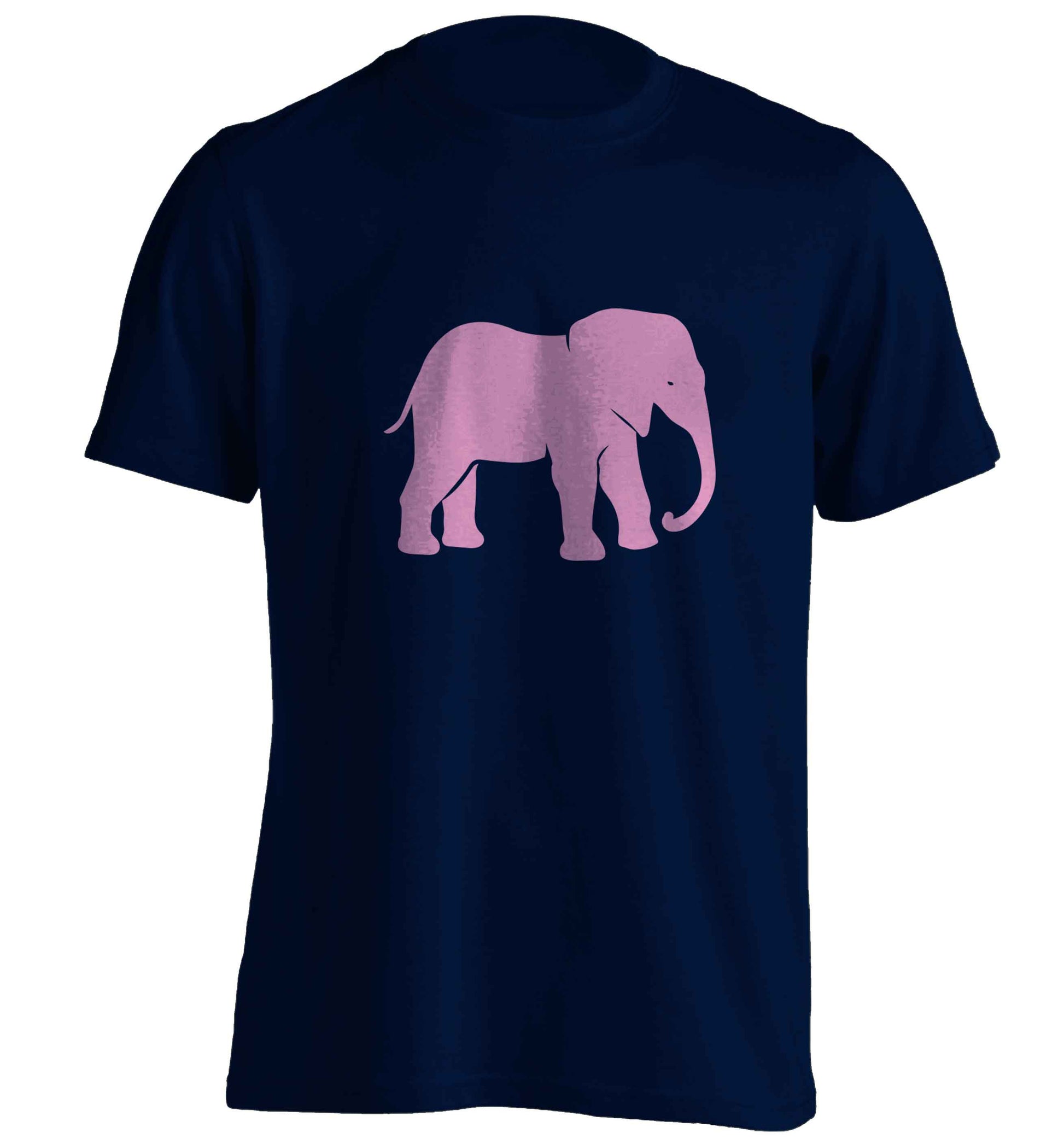 Pink elephant adults unisex navy Tshirt 2XL
