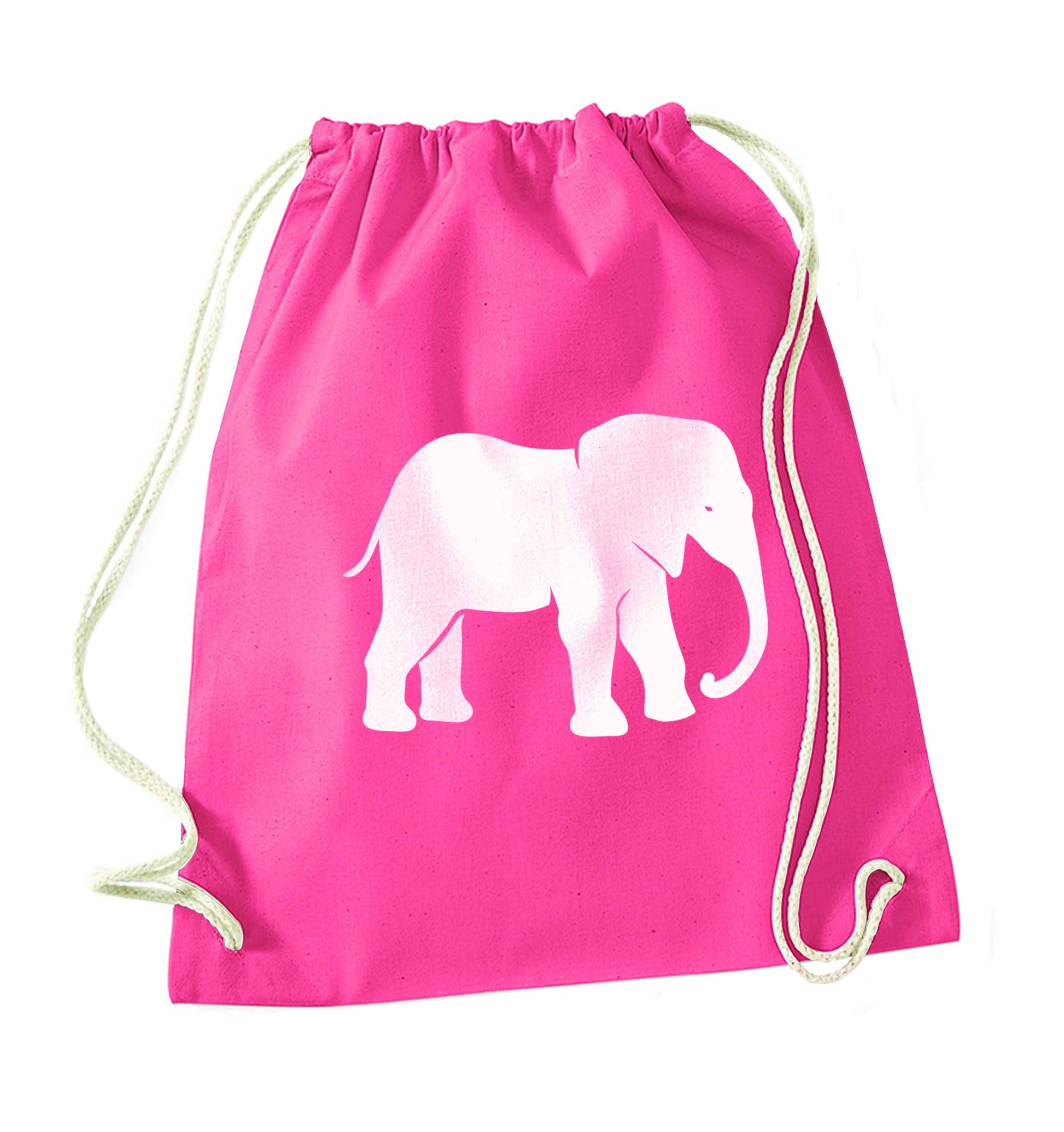 Pink elephant pink drawstring bag