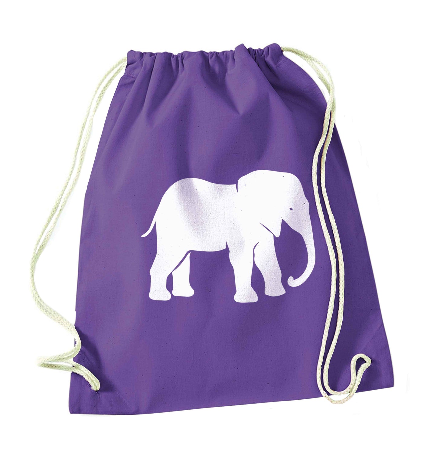 Pink elephant purple drawstring bag