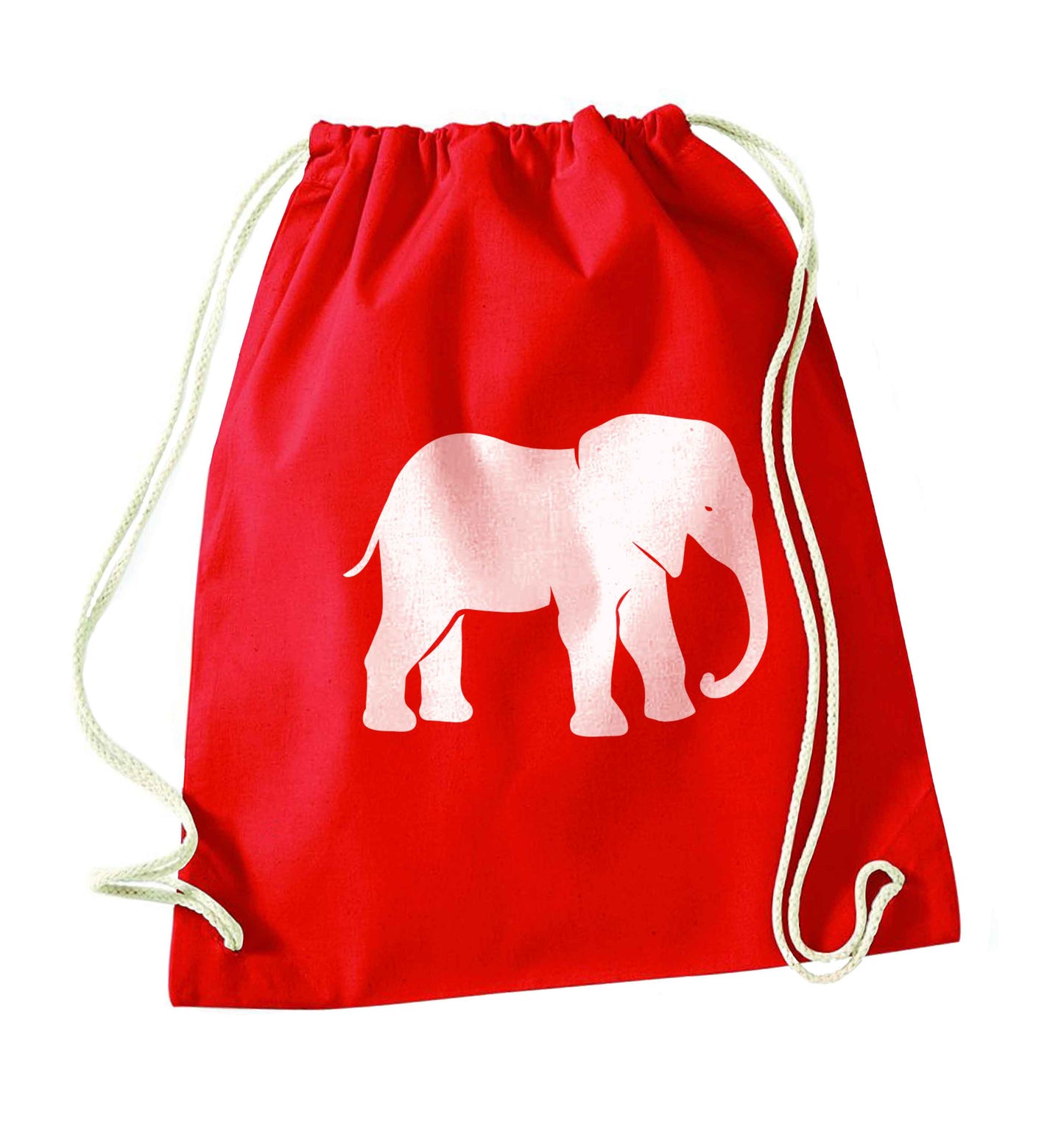Pink elephant red drawstring bag 