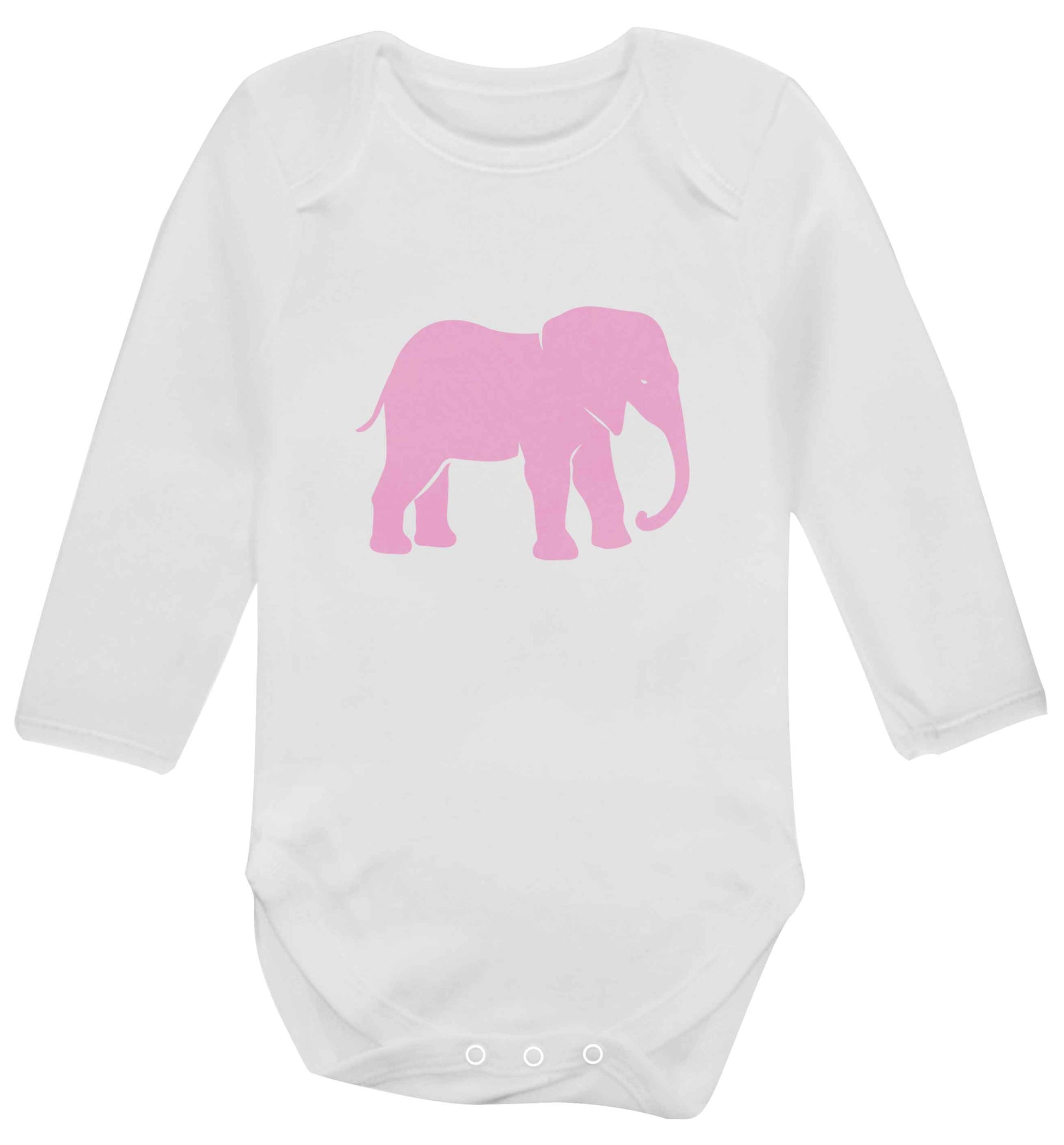 Pink elephant baby vest long sleeved white 6-12 months