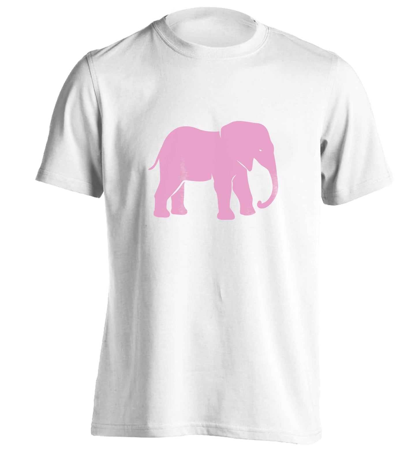 Pink elephant adults unisex white Tshirt 2XL